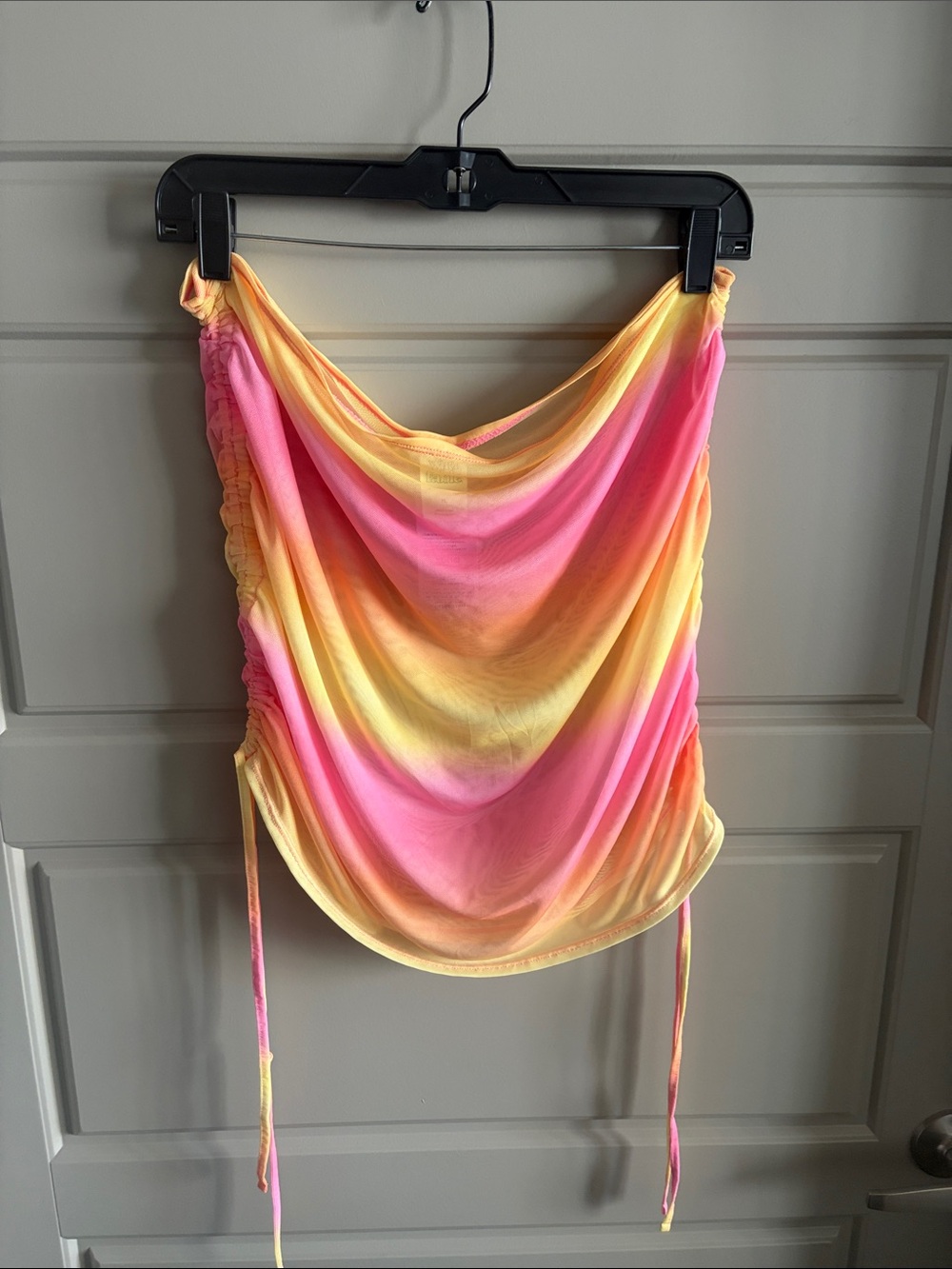 wild fable Pink and Yellow Tie-Dye Swim Sarong with Side Ruched Ties